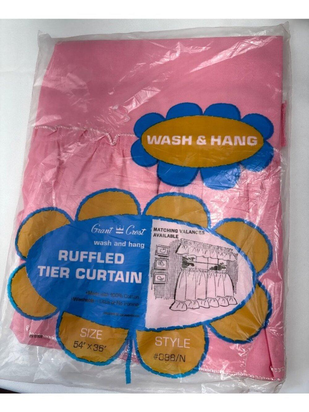 Grant Crest Ruffled Tier Curtain Pink 54" x 36" Style #088/N Cotton New - Picture 5 of 7